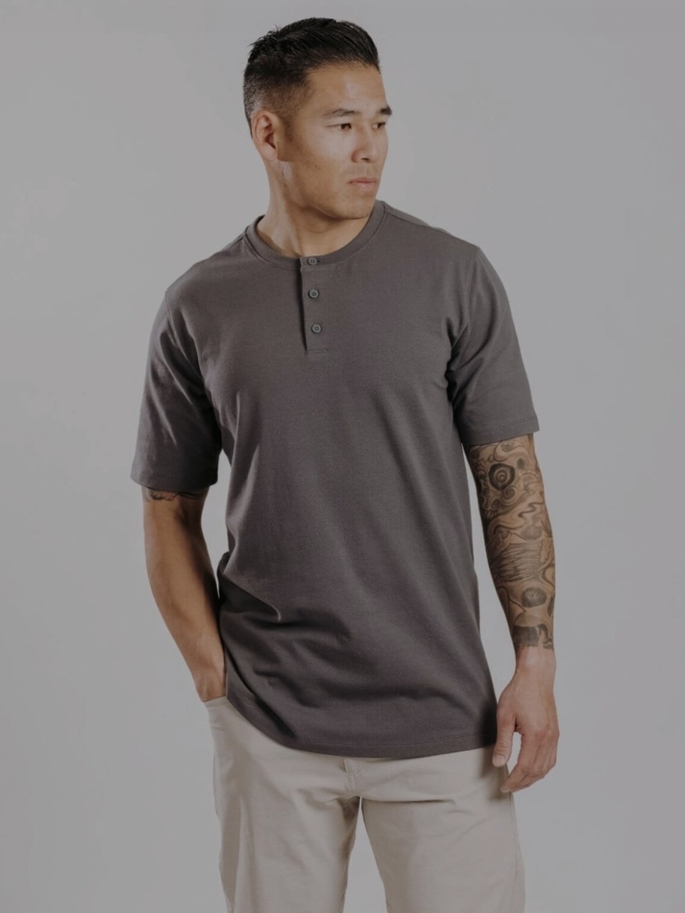 Western Rise X cotton Henley Men's Short Sleeve Henley Shirt Size L